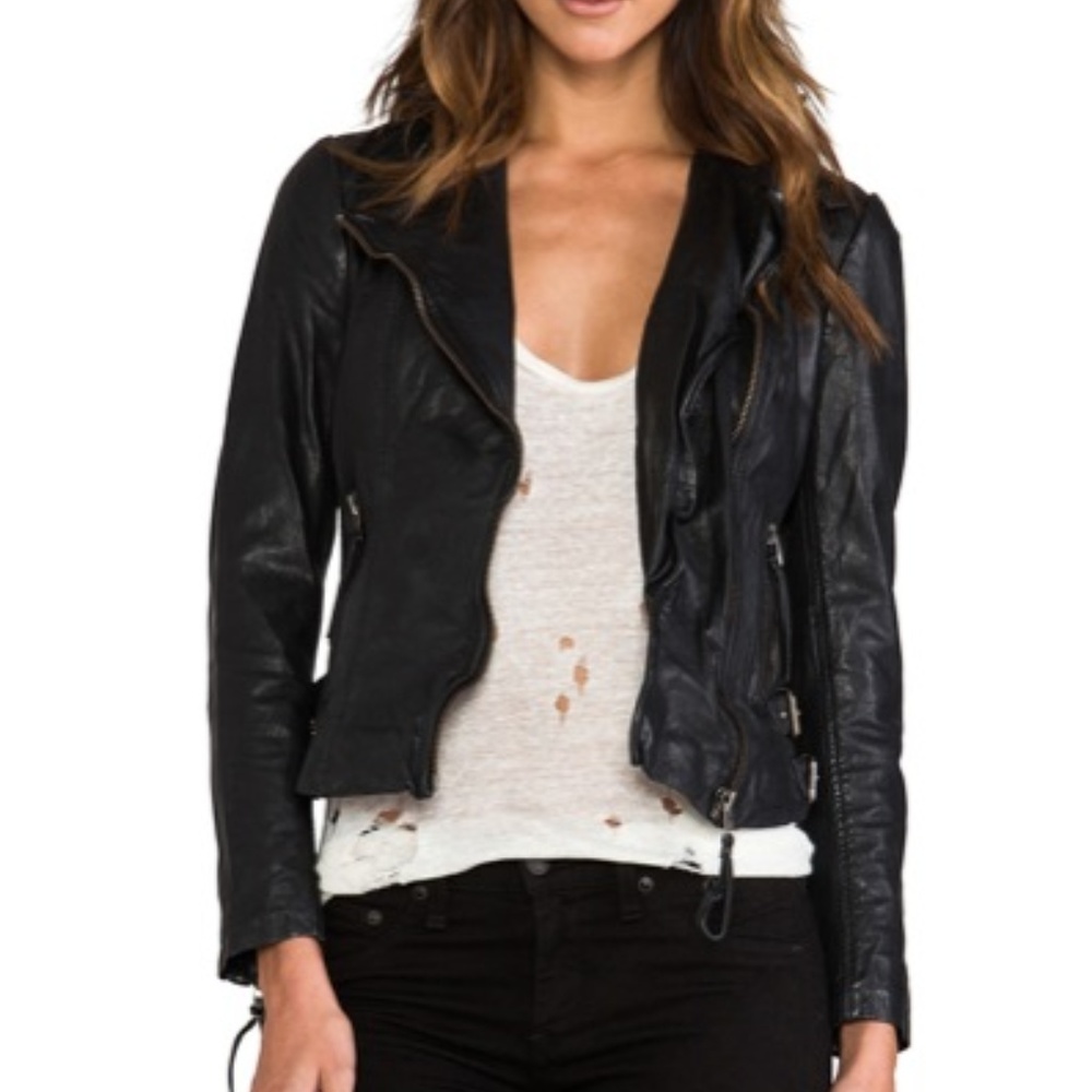 Muubaa Lambskin Leather Moto Jacket